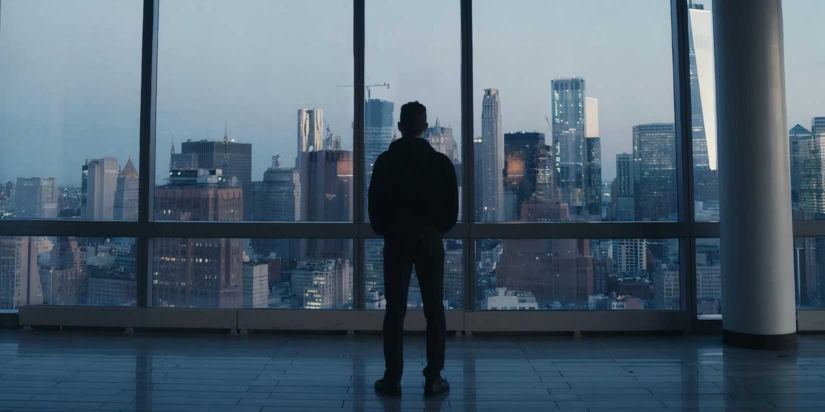 Elliot looking out at the city in the final episode of Mr. Robot